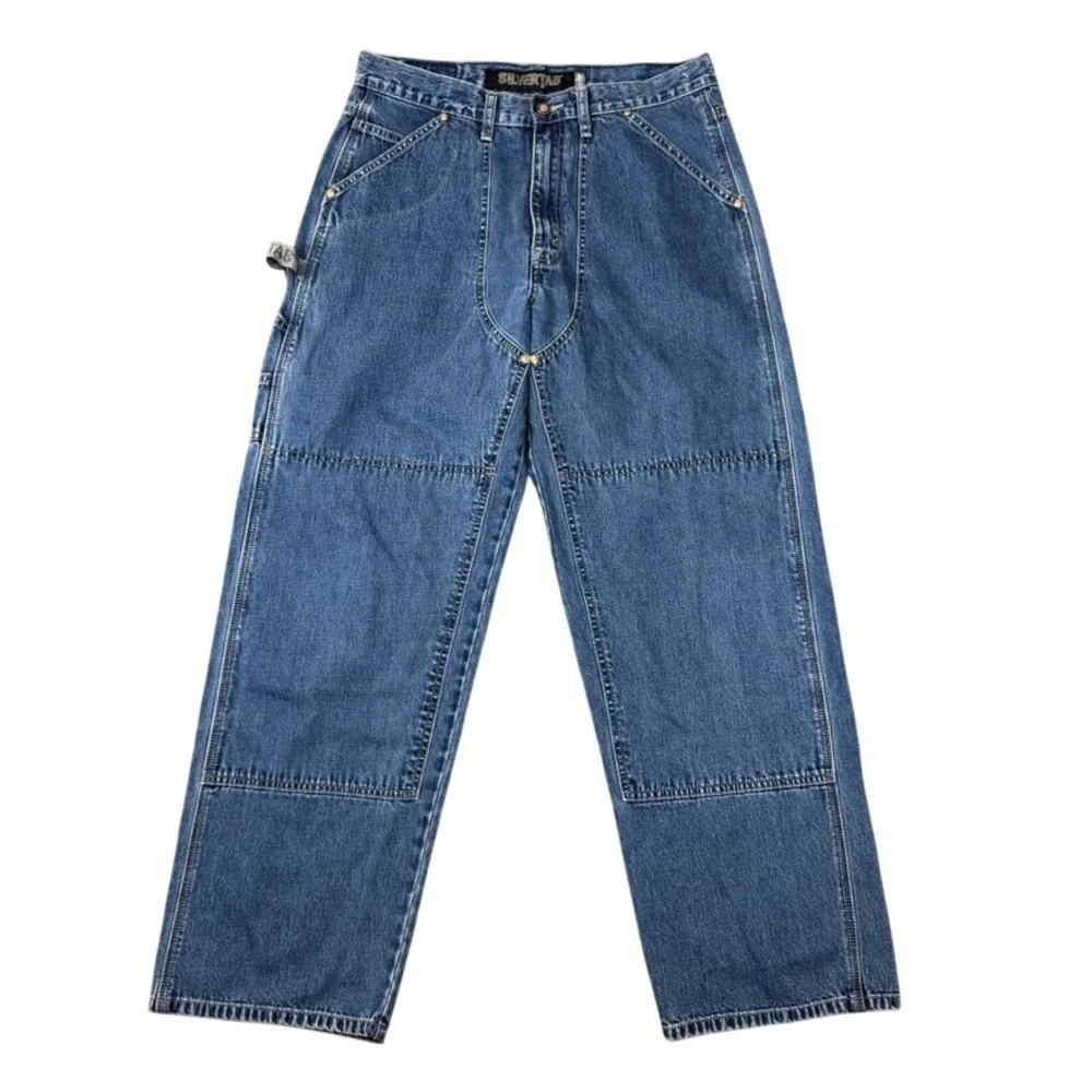 Levis SilverTab Carpenter Jeans Mens 33x32 Blue Denim Double Knee Loose Fit Work